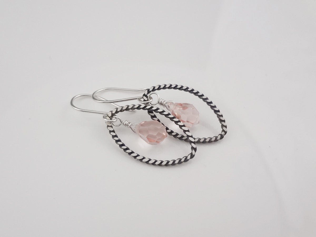 Navette Dainty Silver dangle earrings made by hand