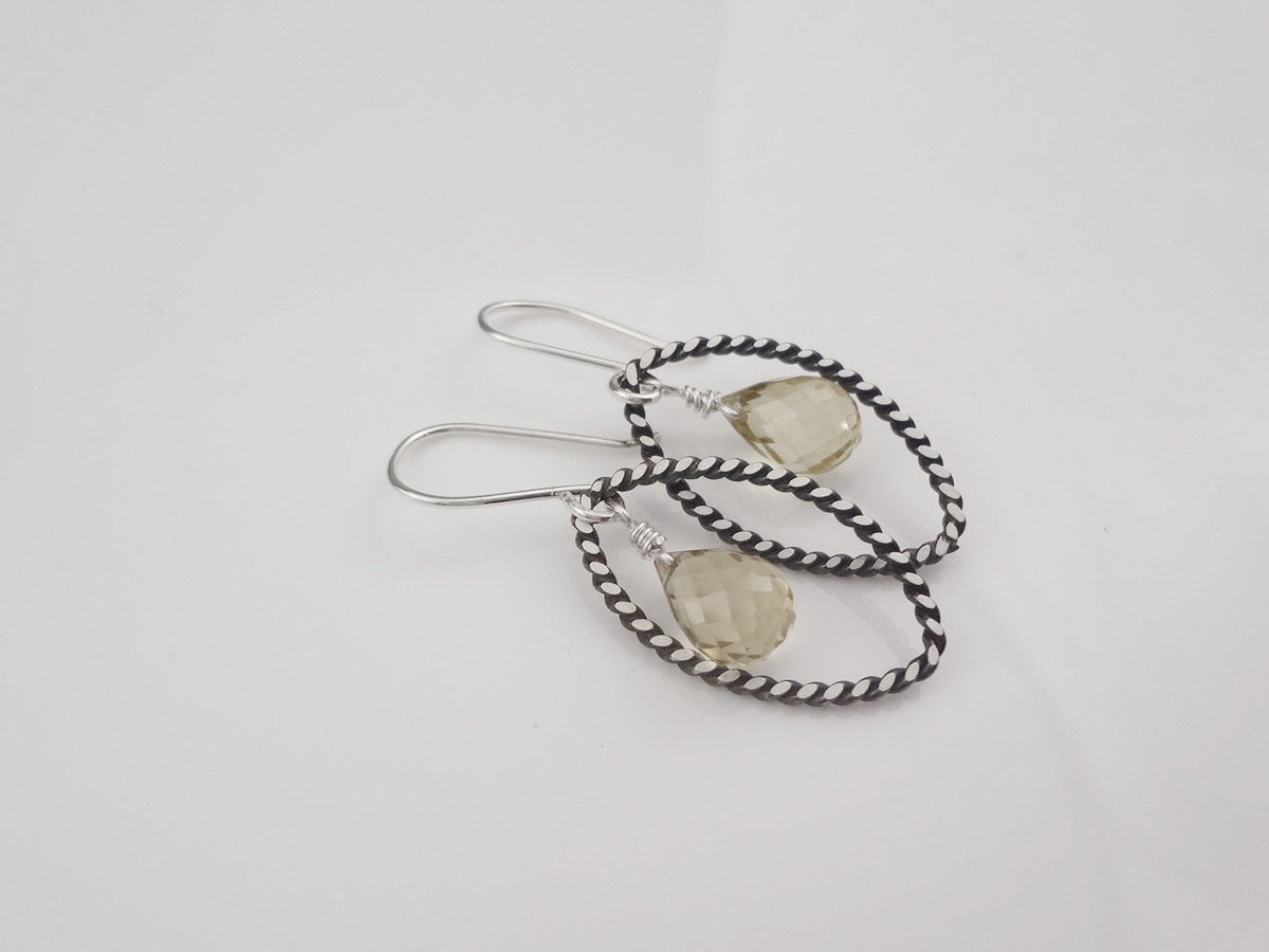 Navette Dainty Silver dangle earrings made by hand