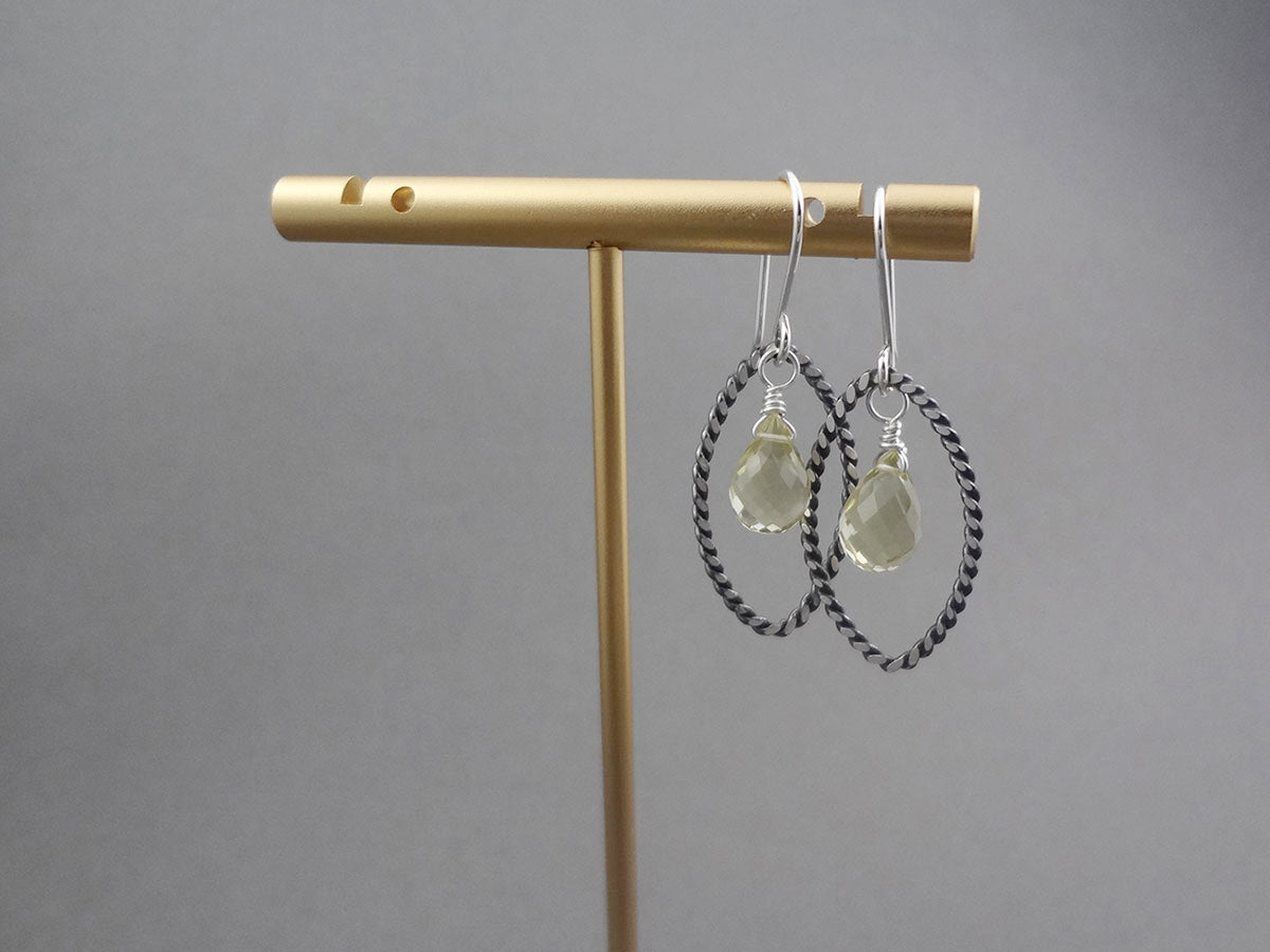 Navette Dainty Silver dangle earrings made by hand