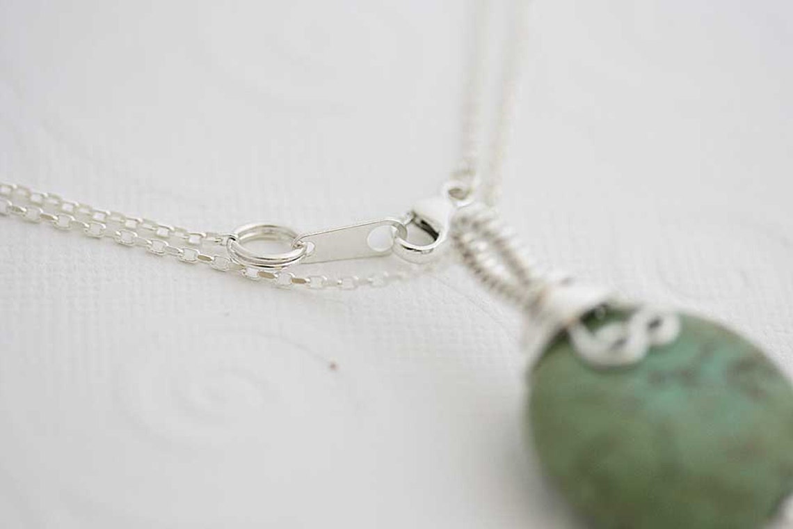 Fiola sterling silver necklace pendant in  green