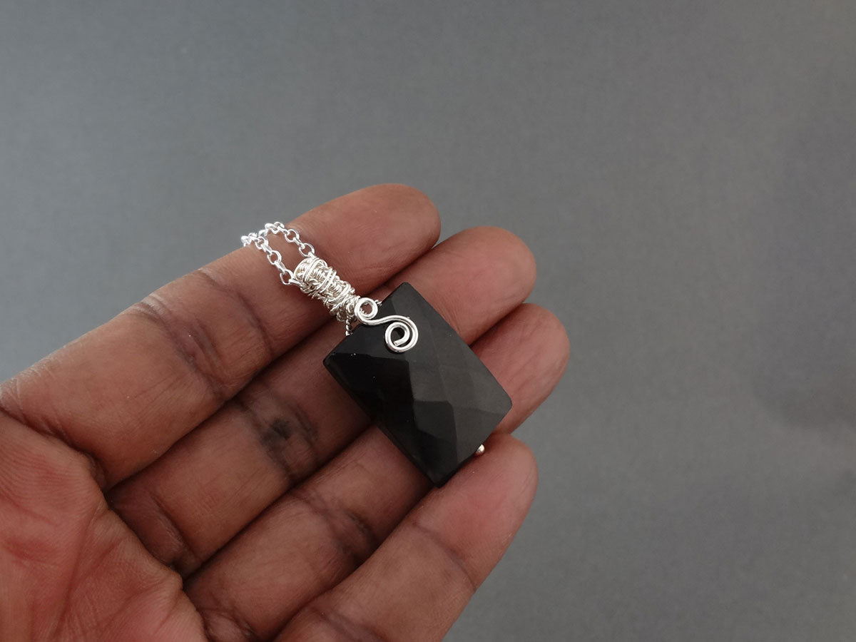 Galante black sterling silver necklace pendant
