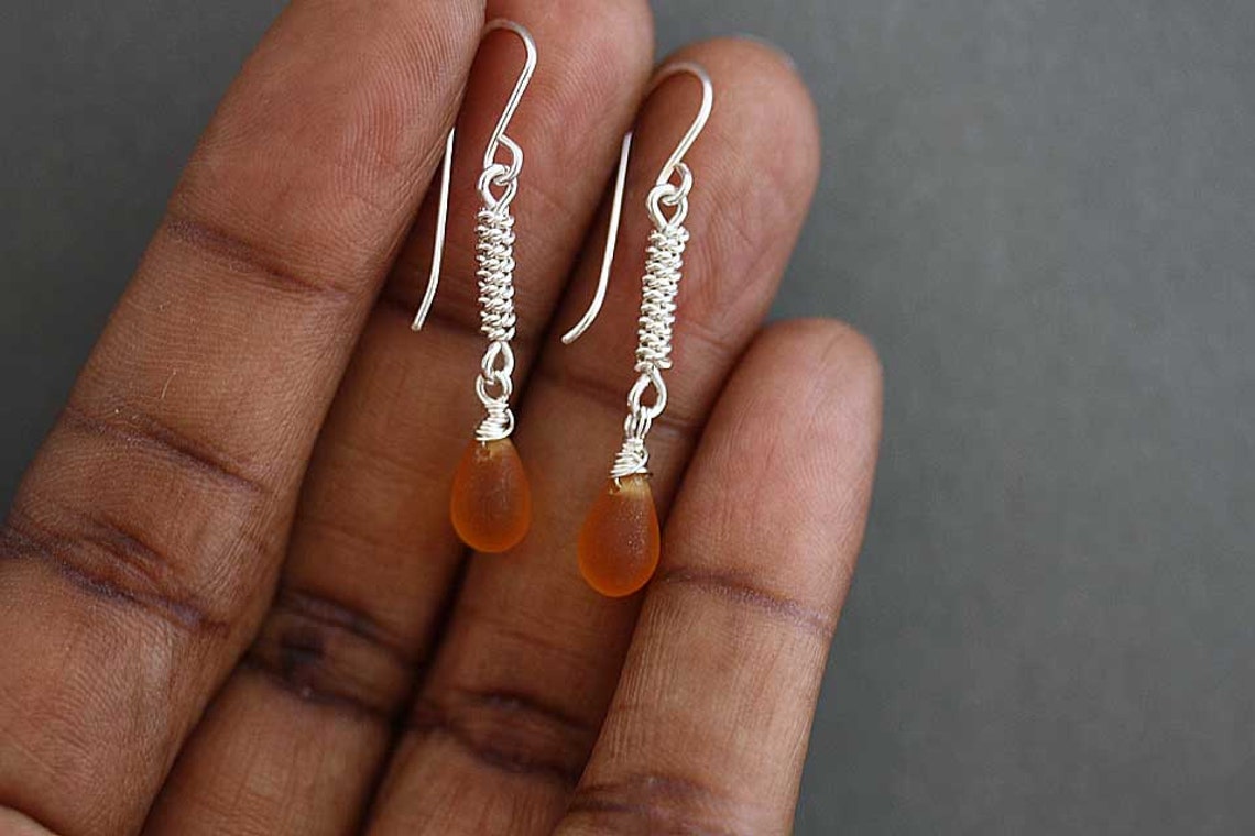 Rain Silver dangle earrings made by hand