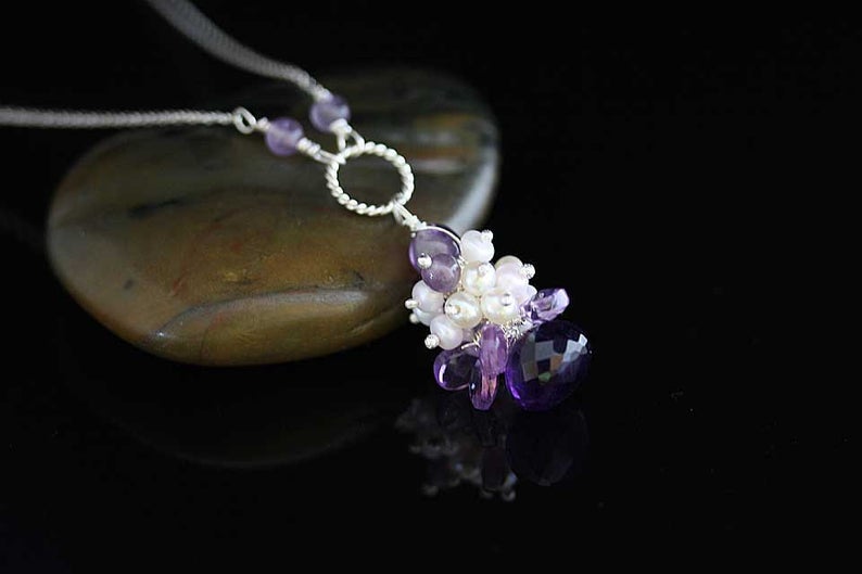 Riviera Amethyst cluster Necklace