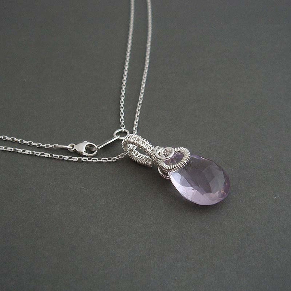 Serenity wire wrapped sterling silver necklace pendant