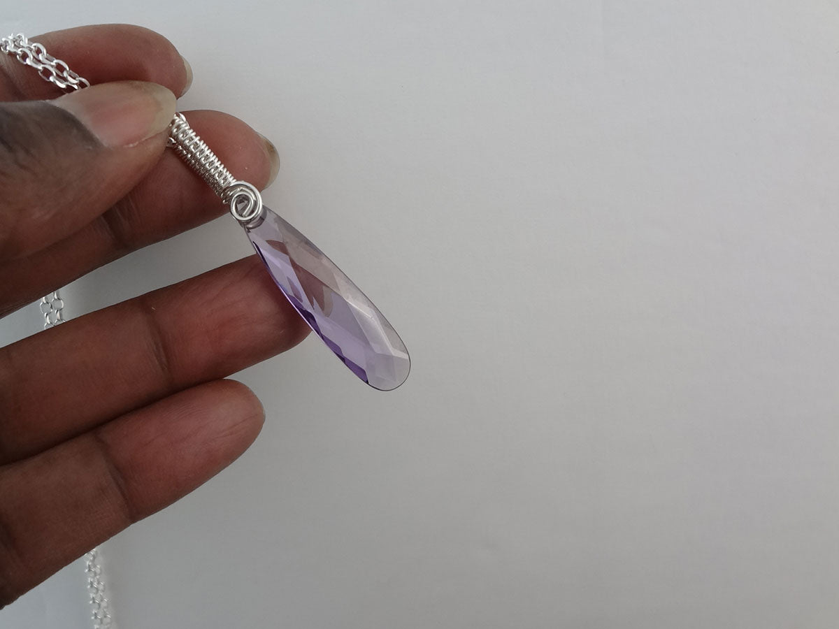 Violette sterling silver necklace pendant in purple