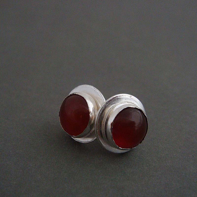 Sterling silver stud earrings with Carnelian