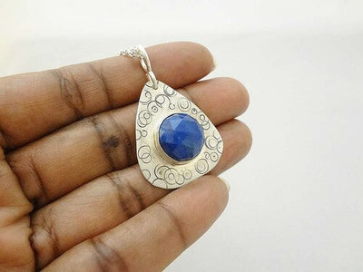 Handcrafted blue lapis pendant