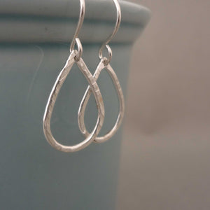 Silver open tear drop earrings