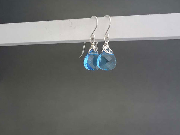 Azure Silver dangle earrings made by hand with Blue Crystals