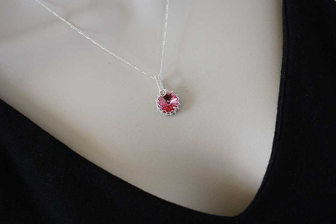 Camelia Pink sterling silver necklace pendant