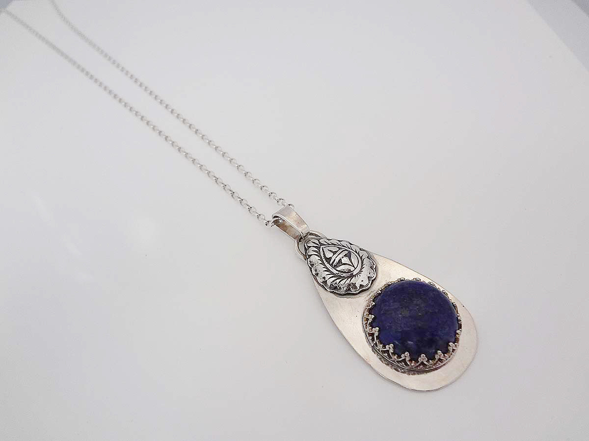 Cara Sterling silver necklace pendant with Lapis gemstone