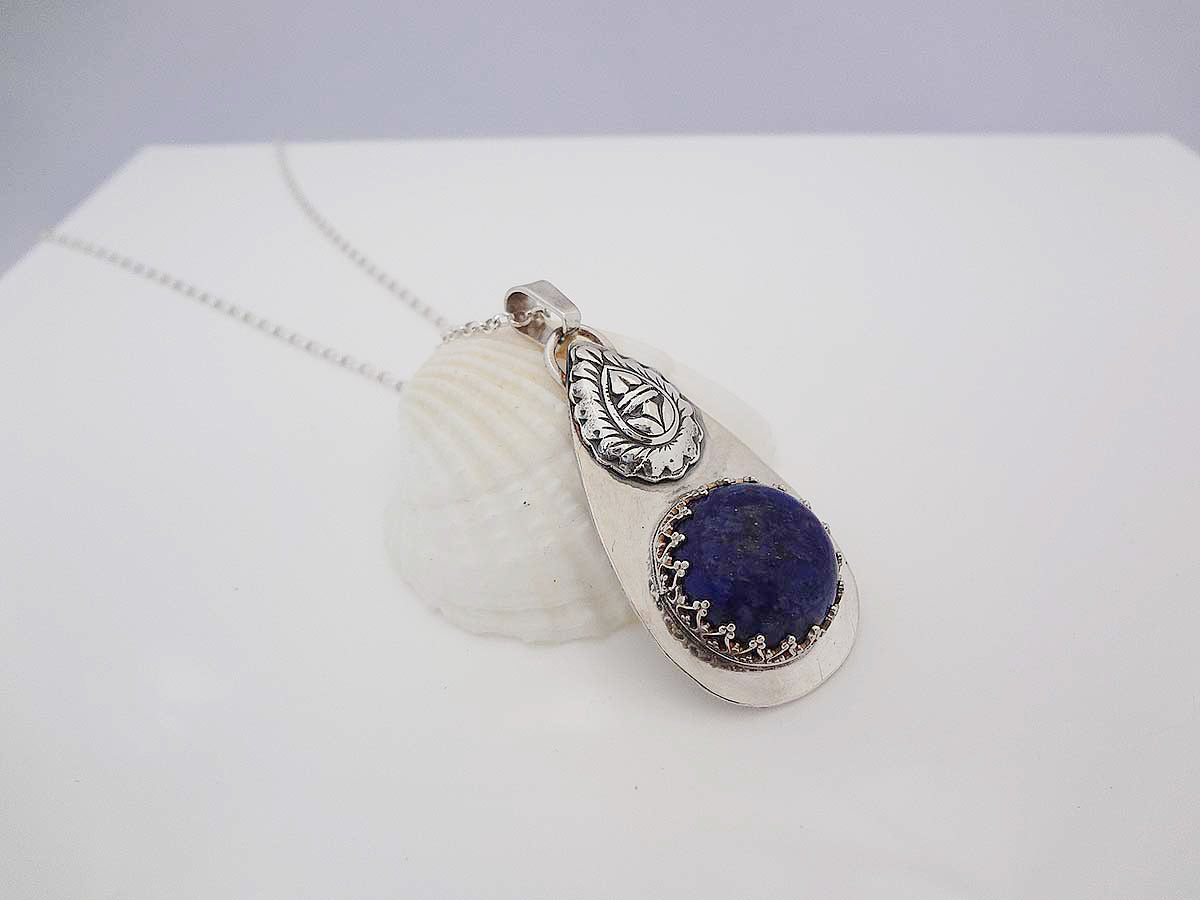 Cara Sterling silver necklace pendant with Lapis gemstone