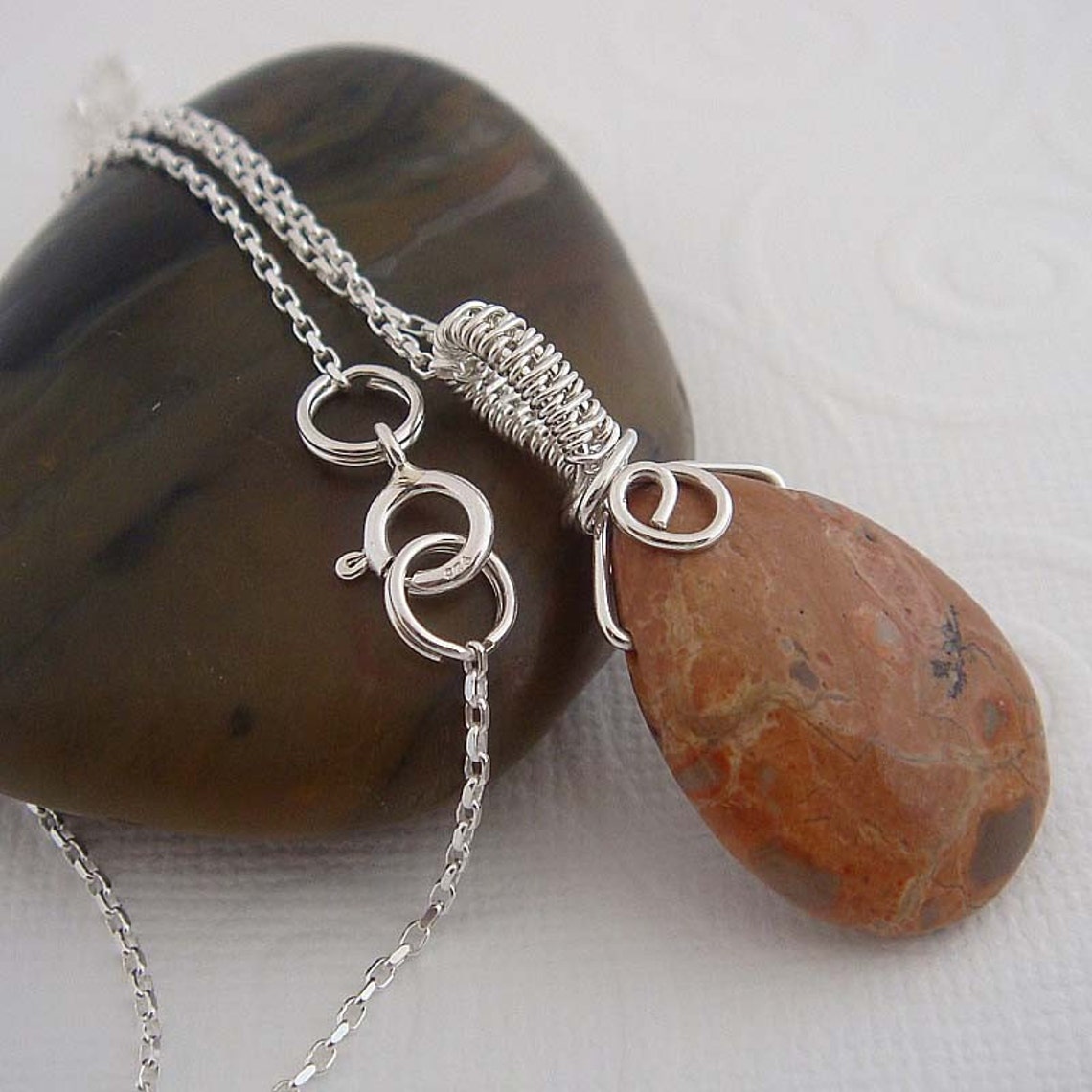 Caramel Mocha sterling silver necklace pendant