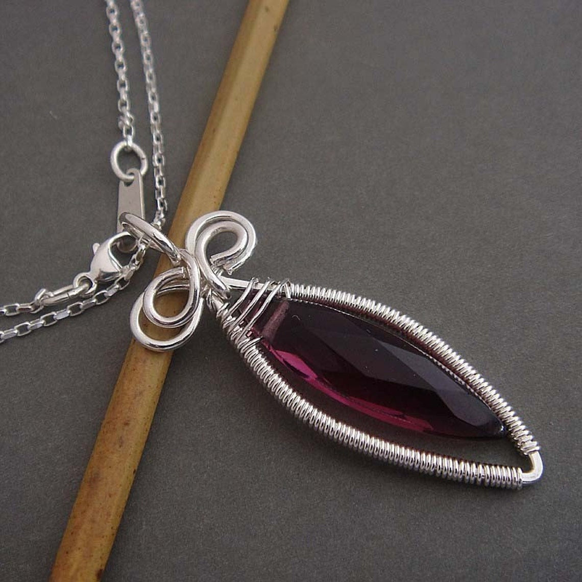 Celia purple sterling silver necklace pendant