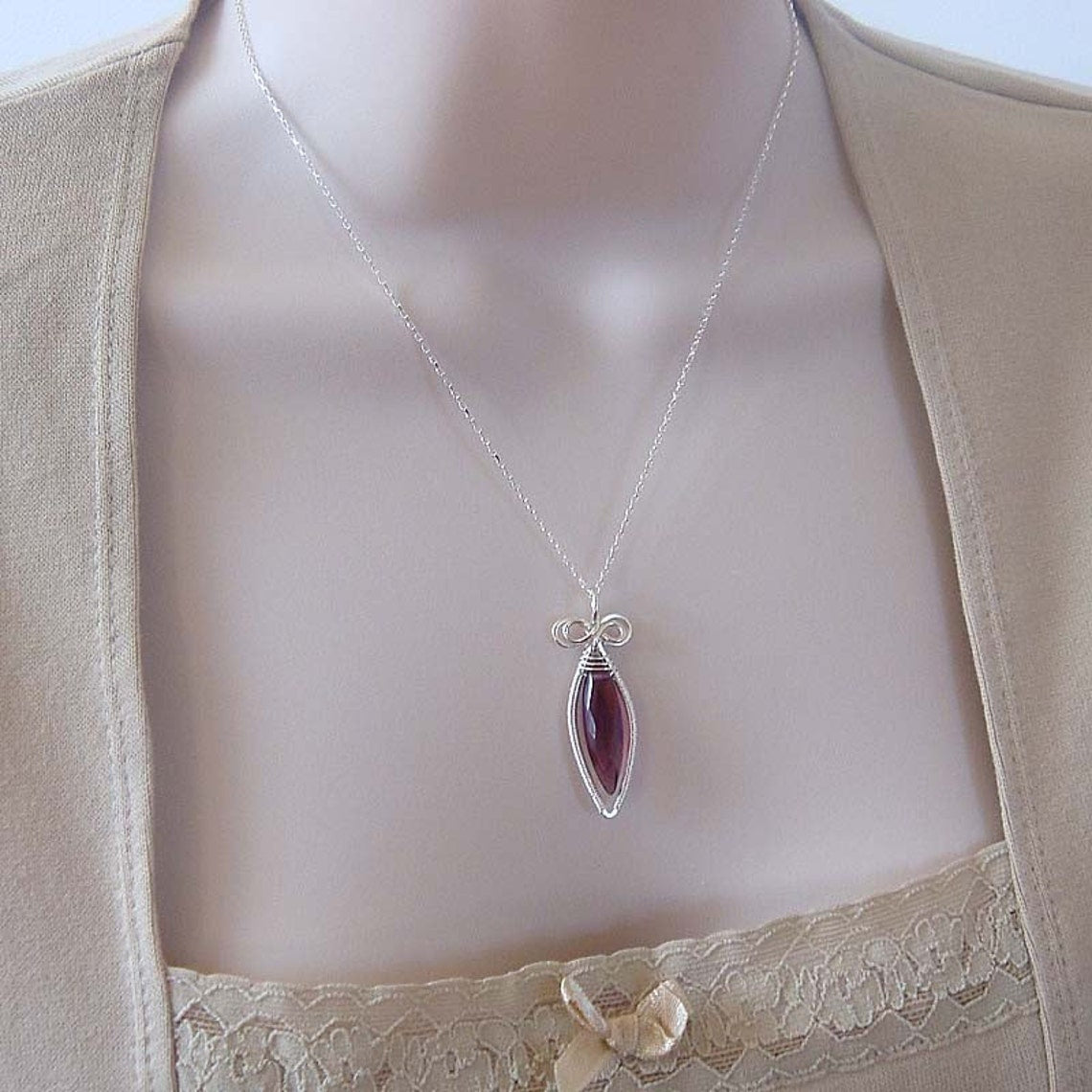 Celia purple sterling silver necklace pendant