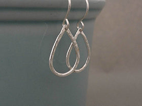 Silver open tear drop earrings