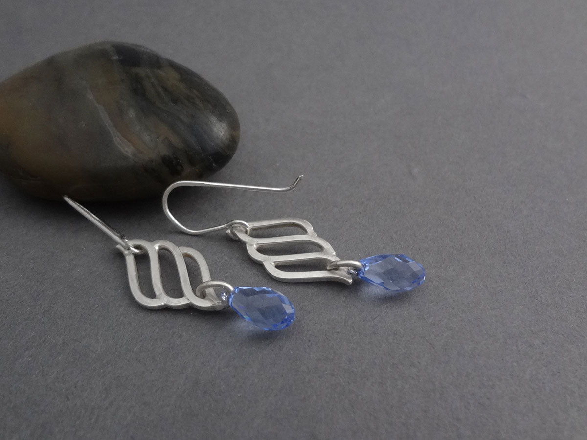 Anela silver dangle drop earrings in blue