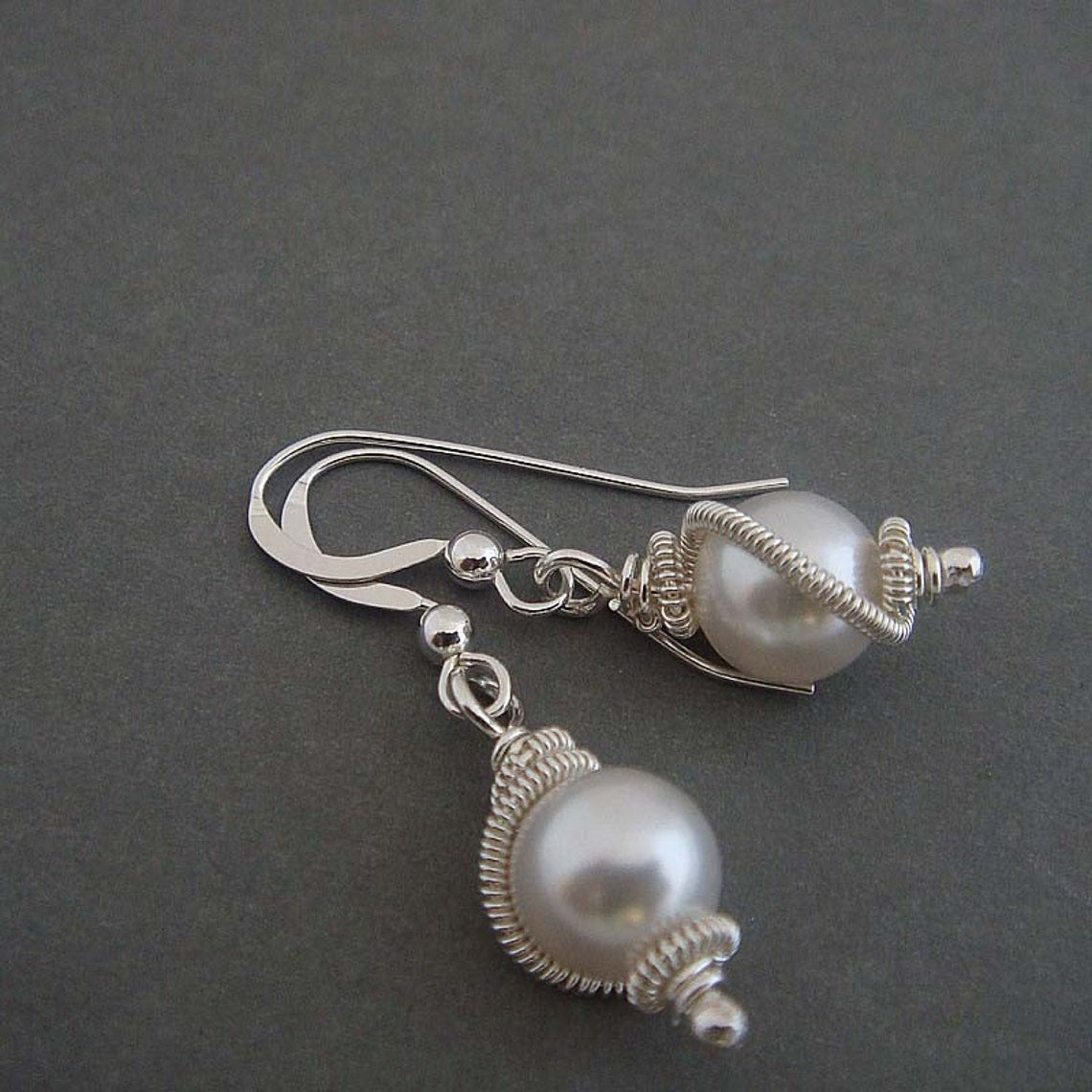 Embrace Pearls Silver dangle earrings made by hand