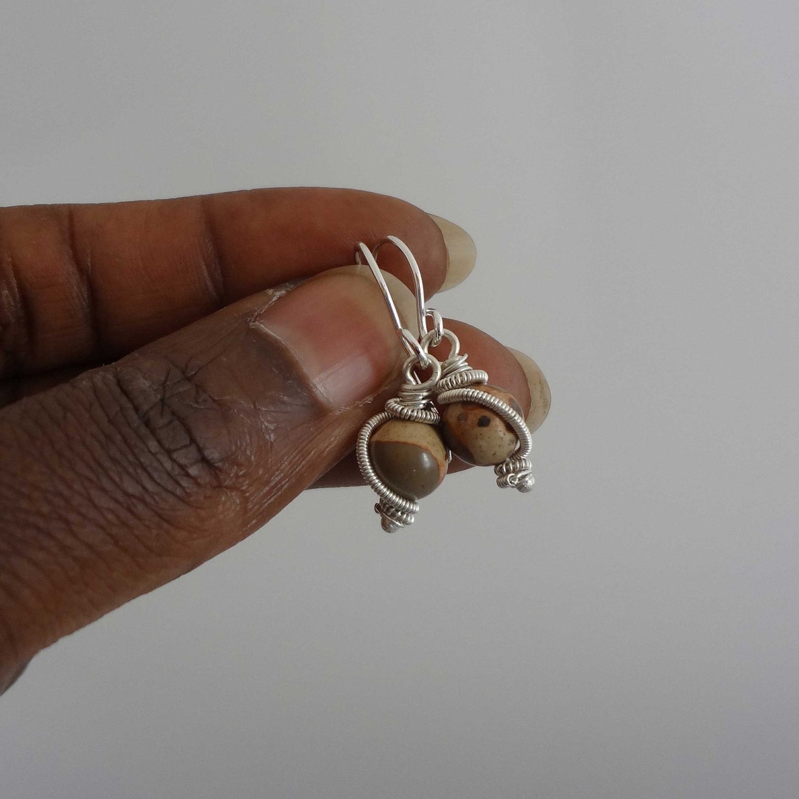 Embrace silver dangle drop earrings with Jasper