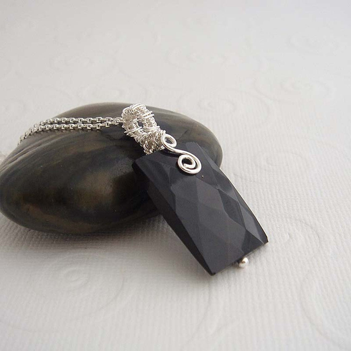 Galante black sterling silver necklace pendant