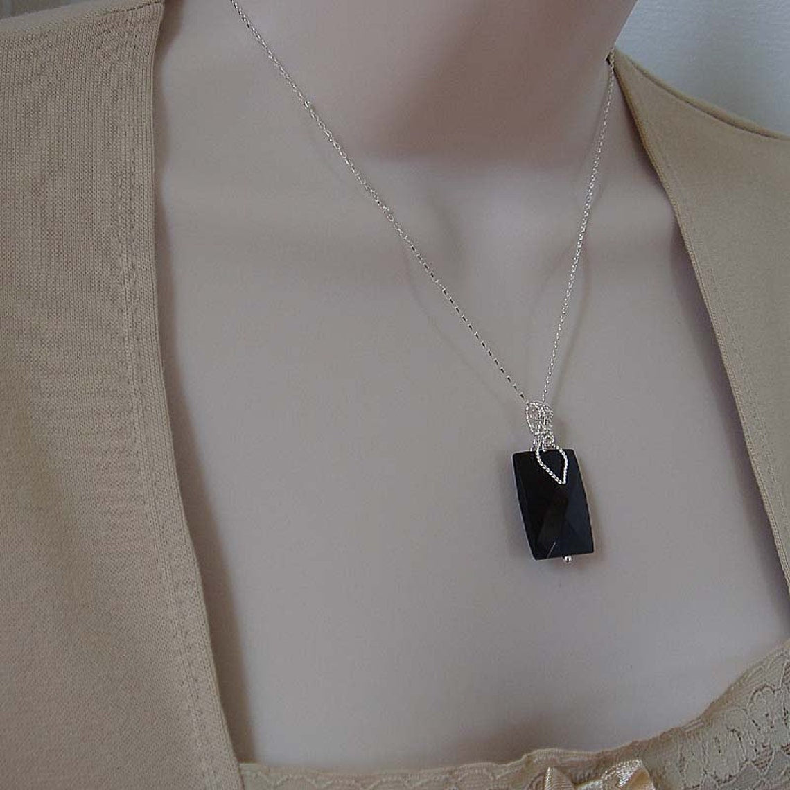 Galante black sterling silver necklace pendant