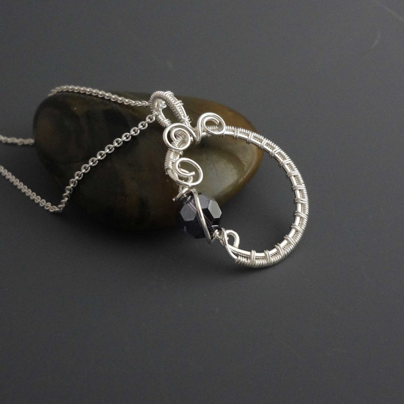 Halo wire wrapped Silver necklace