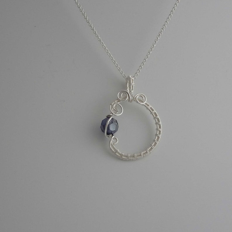 Halo wire wrapped Silver necklace