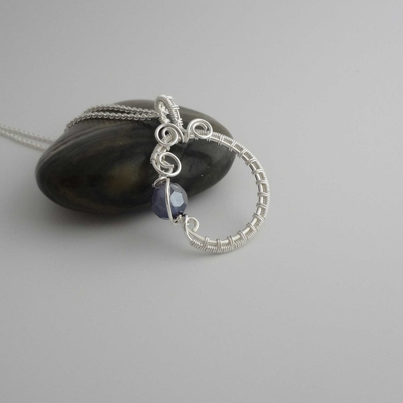 Halo wire wrapped Silver necklace