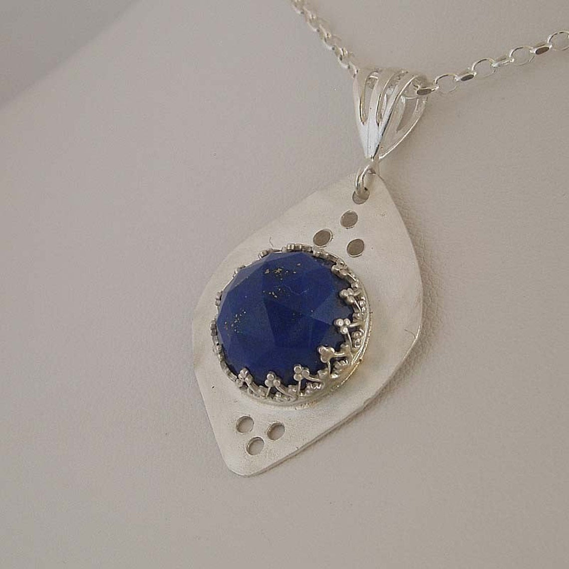 Jasmine sterling silver necklace pendant with Lapis