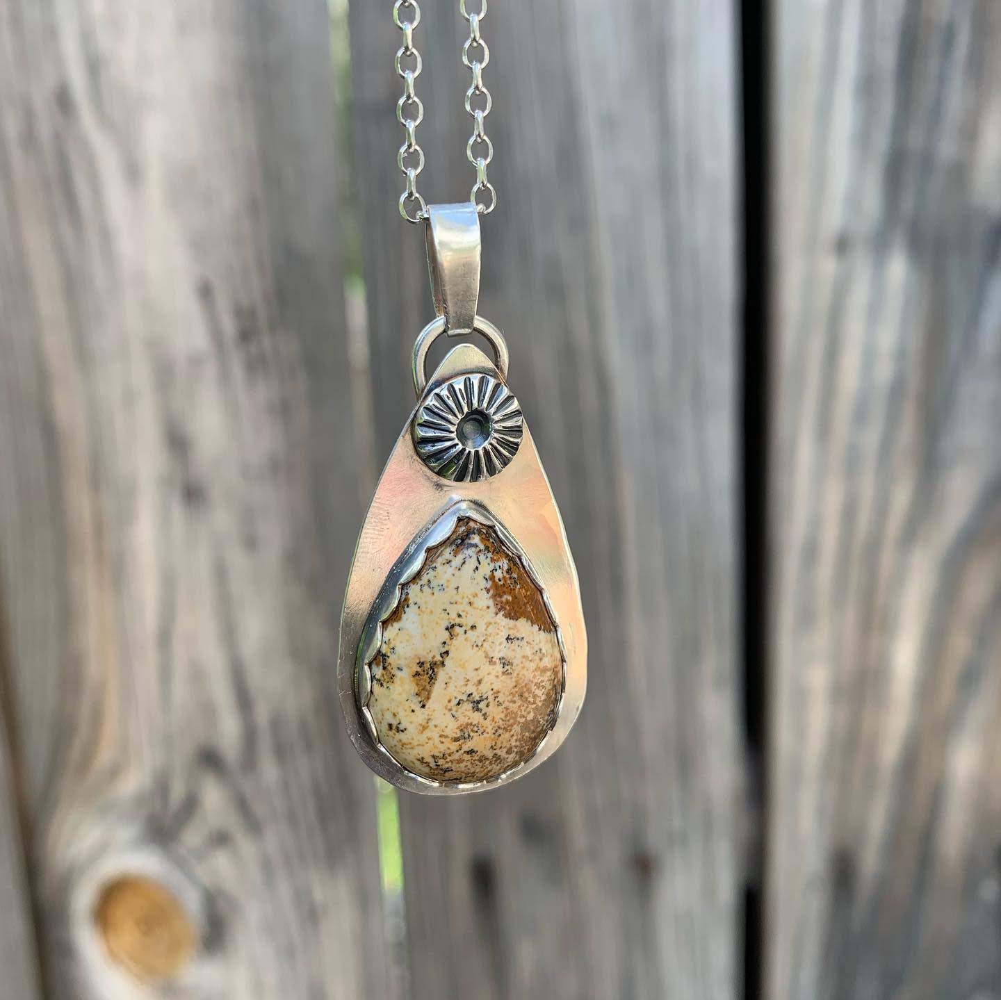 Jasper handcrafted silver necklace pendant