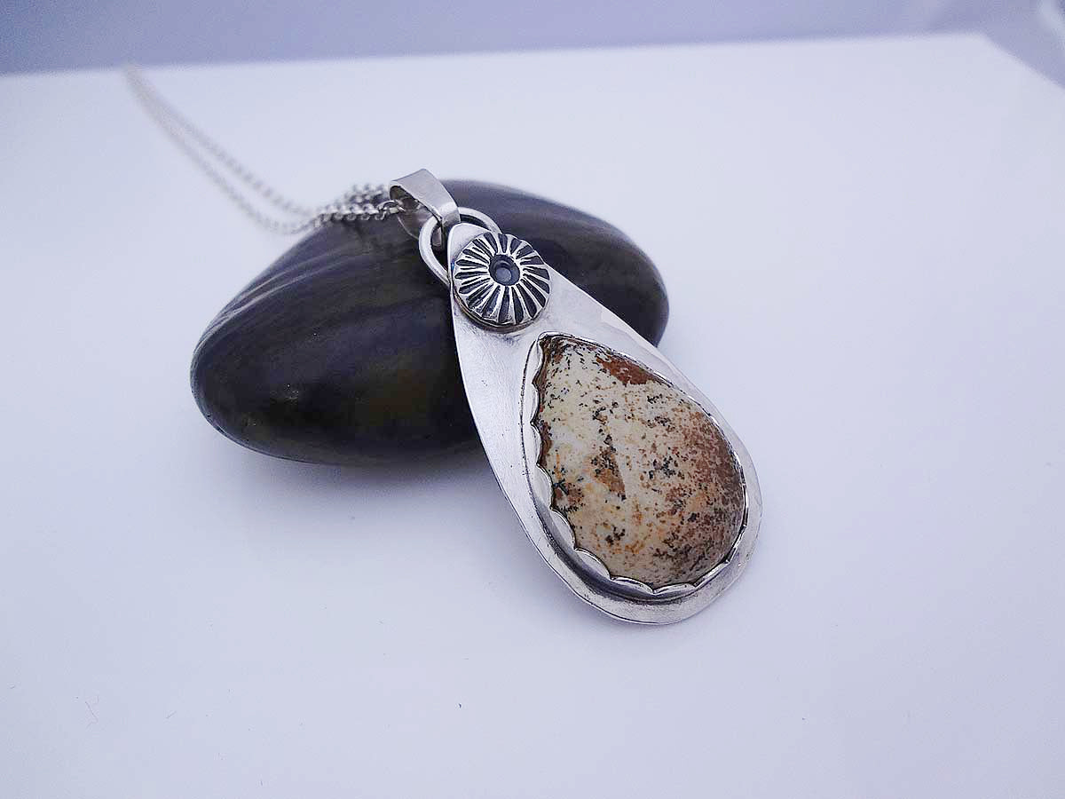 Jasper handcrafted silver necklace pendant