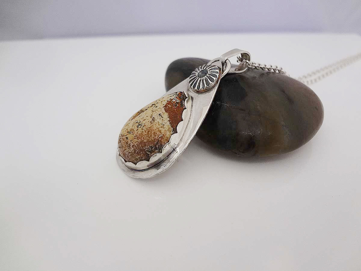 Jasper handcrafted silver necklace pendant