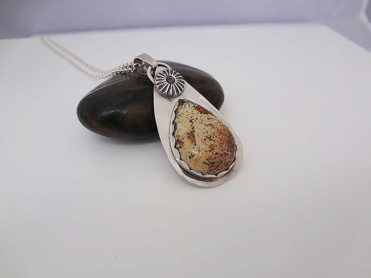 Jasper handcrafted silver necklace pendant