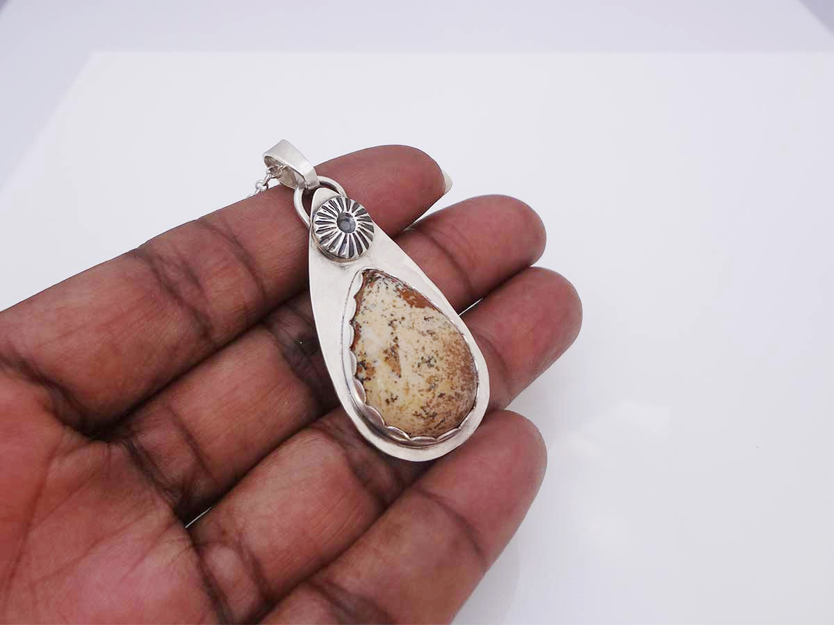 Jasper handcrafted silver necklace pendant