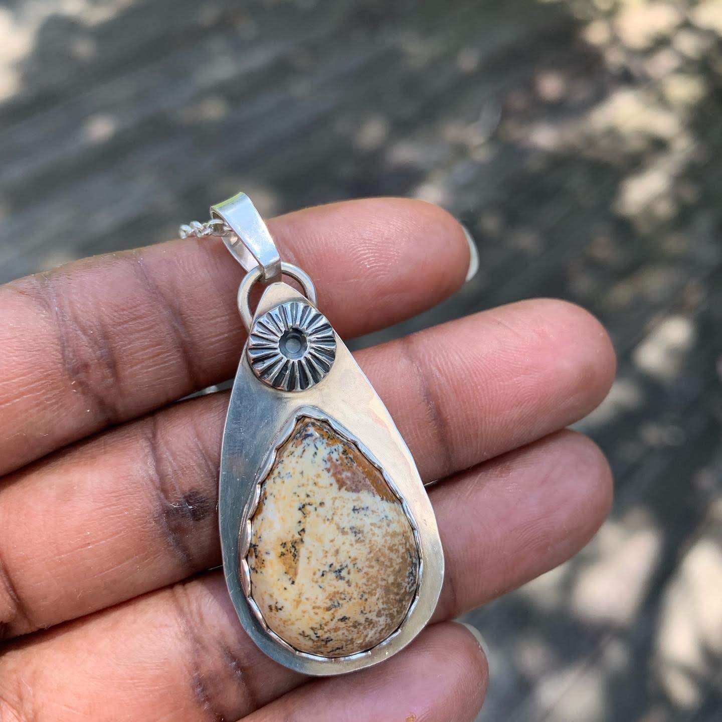 Jasper handcrafted silver necklace pendant