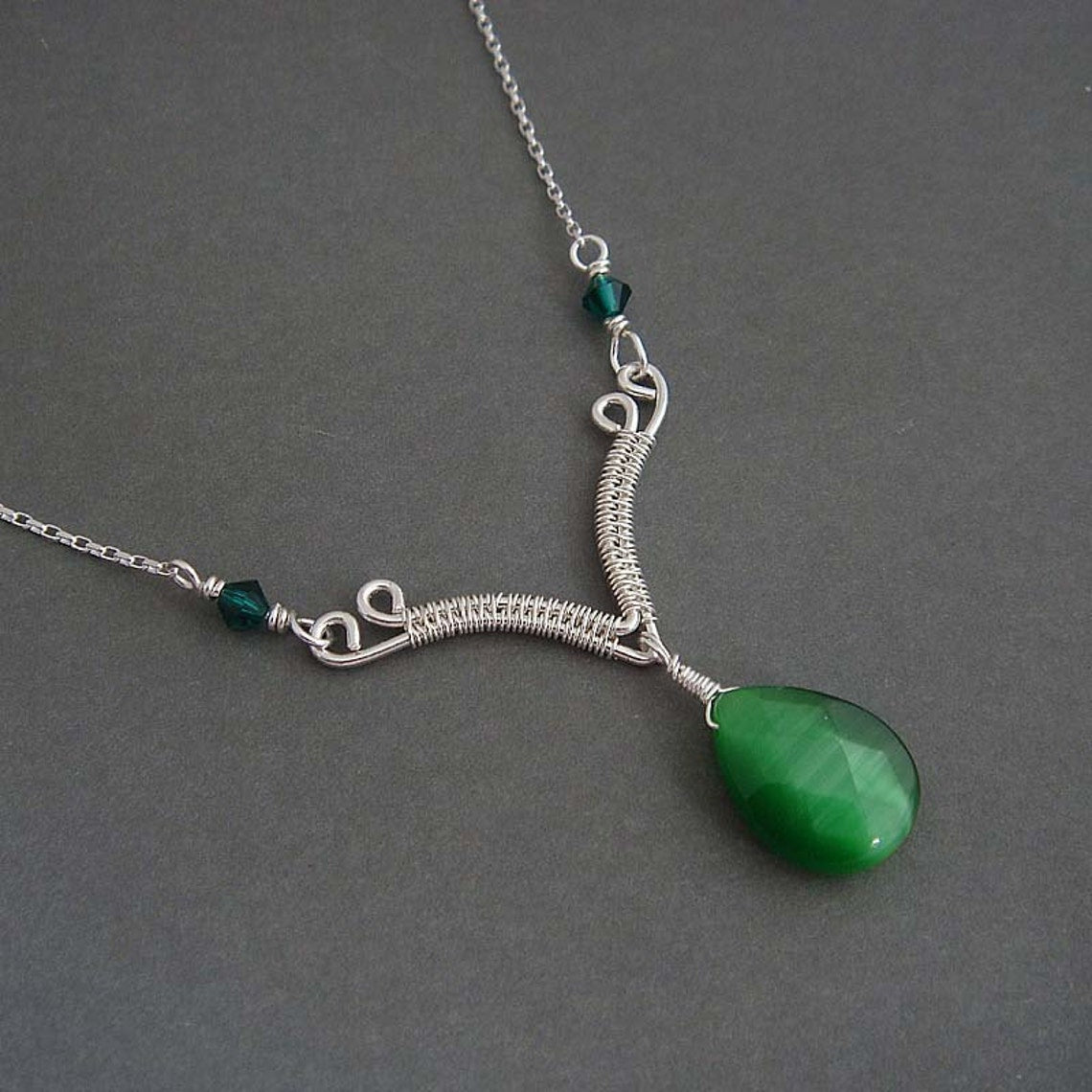 Kassia wire wrapped sterling silver necklace pendant