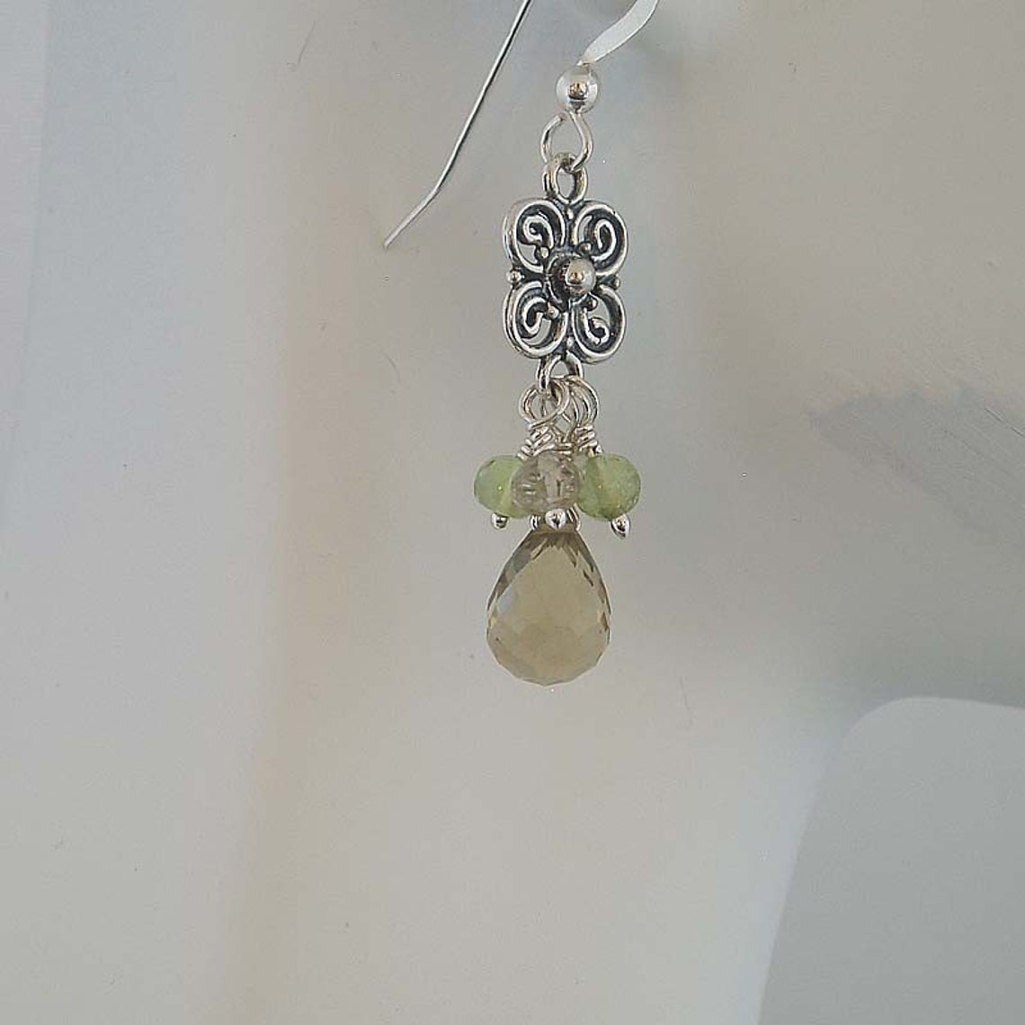 Lemon drops Silver dangle earrings made by hand