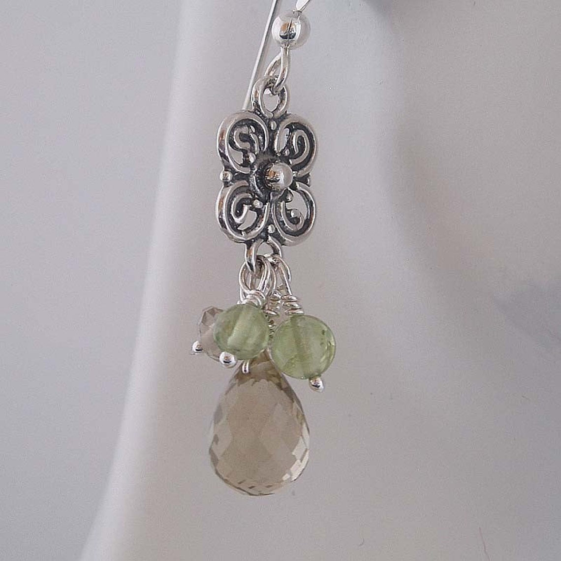 Lemon drops Silver dangle earrings made by hand