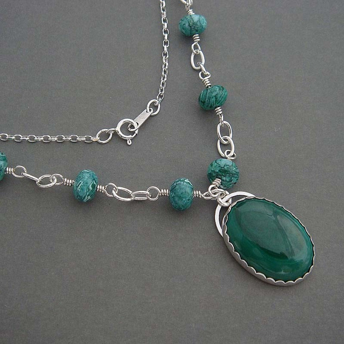 Chloe Malachite and sterling silver necklace pendant