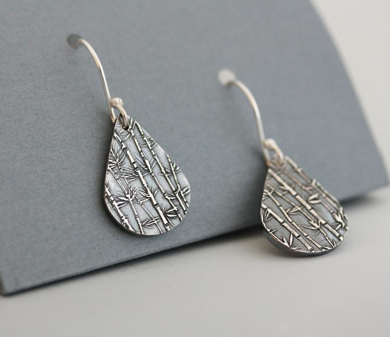 Meadow silver tear drop dangle earrings