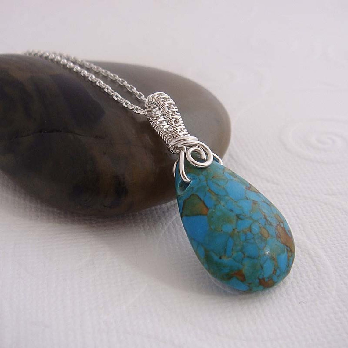 Mosaic sterling silver necklace pendant