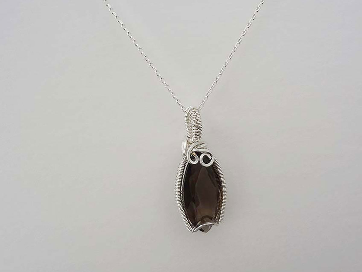 Mozambique wire wrapped sterling silver necklace pendant