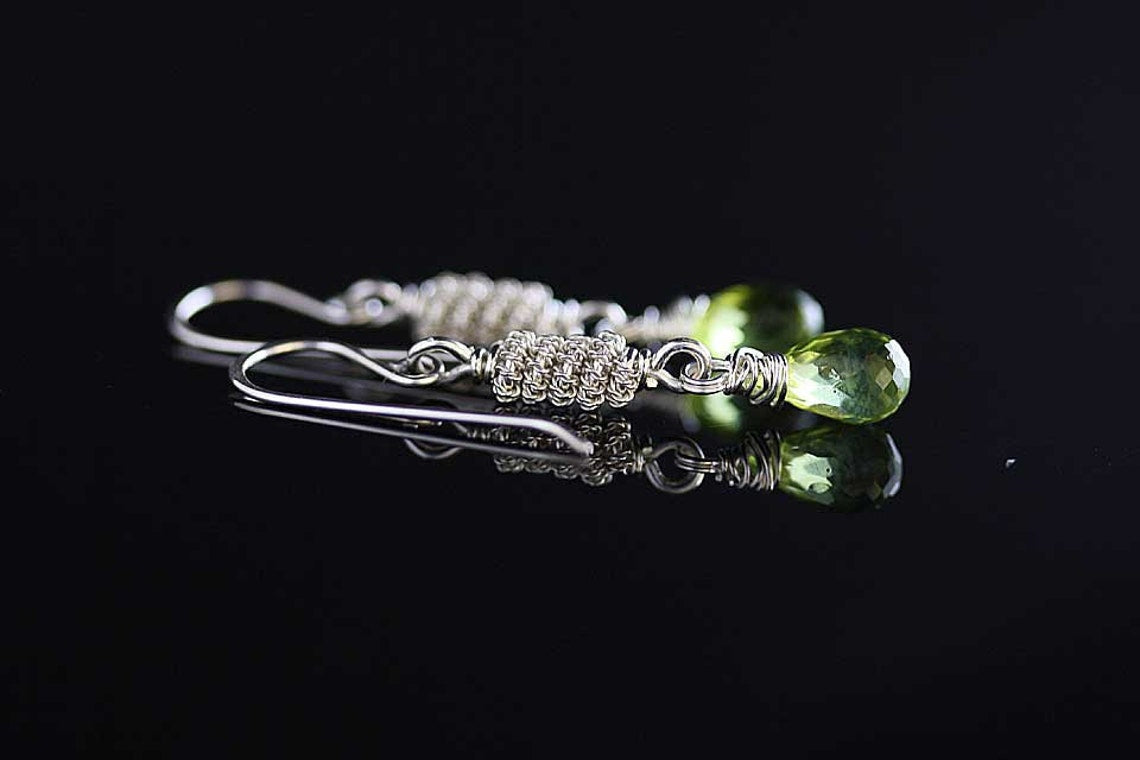 Swings silver dangle earrings made by hand with gemstones