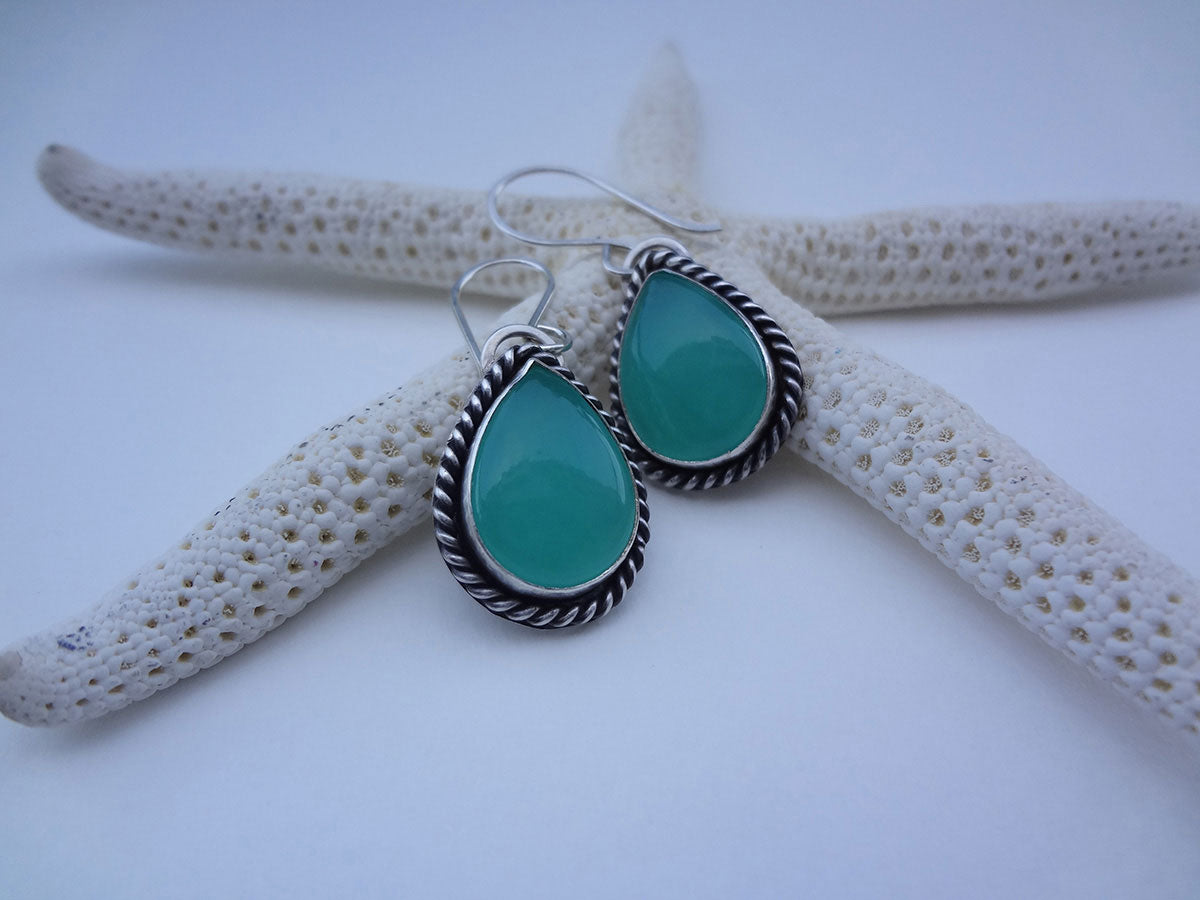 Princess Aqua Chalcedony Earrings