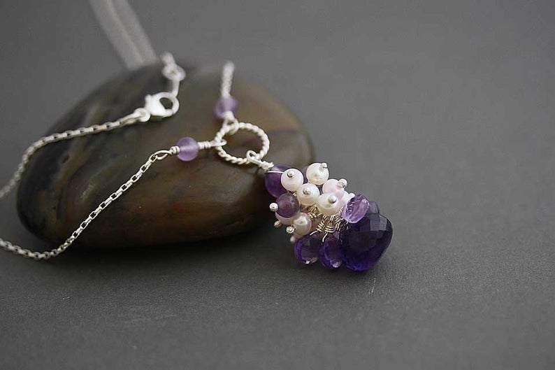 Riviera Amethyst cluster Necklace