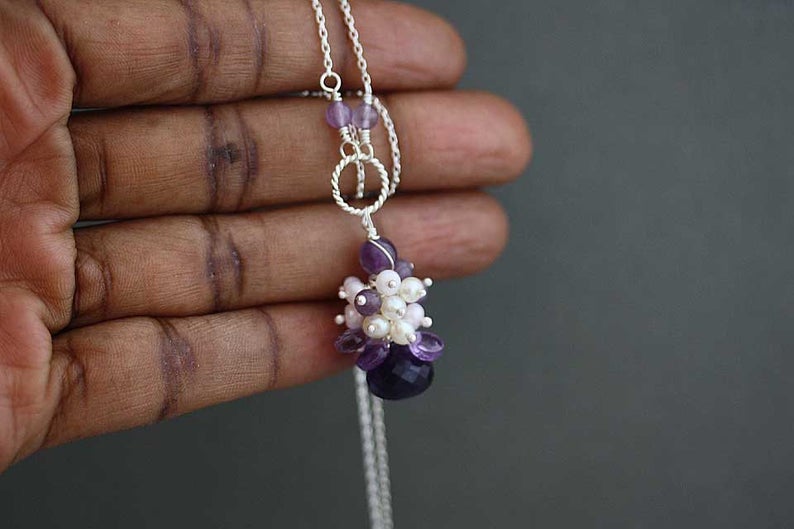 Riviera Amethyst cluster Necklace