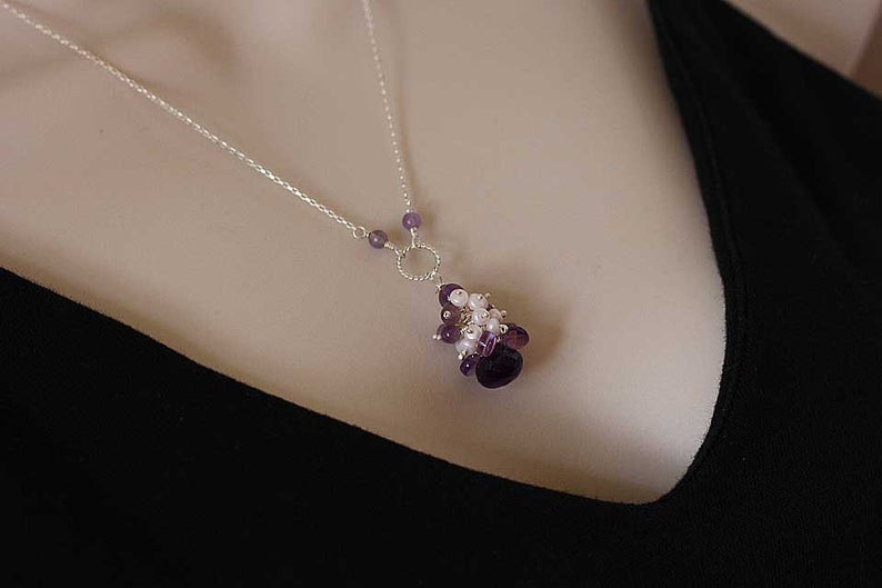 Riviera Amethyst cluster Necklace