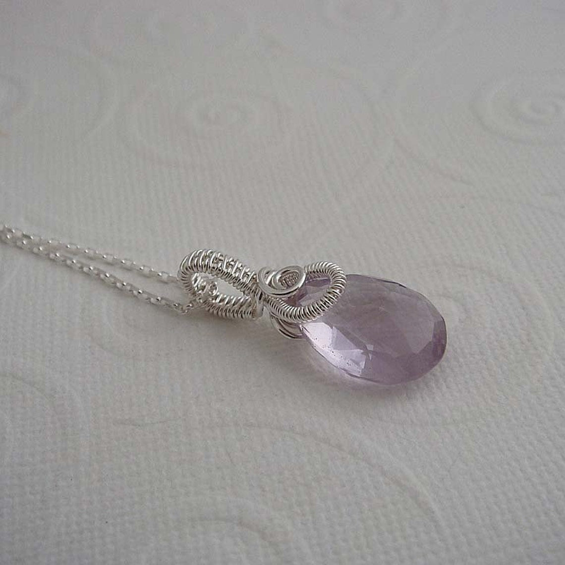 Serenity wire wrapped sterling silver necklace pendant