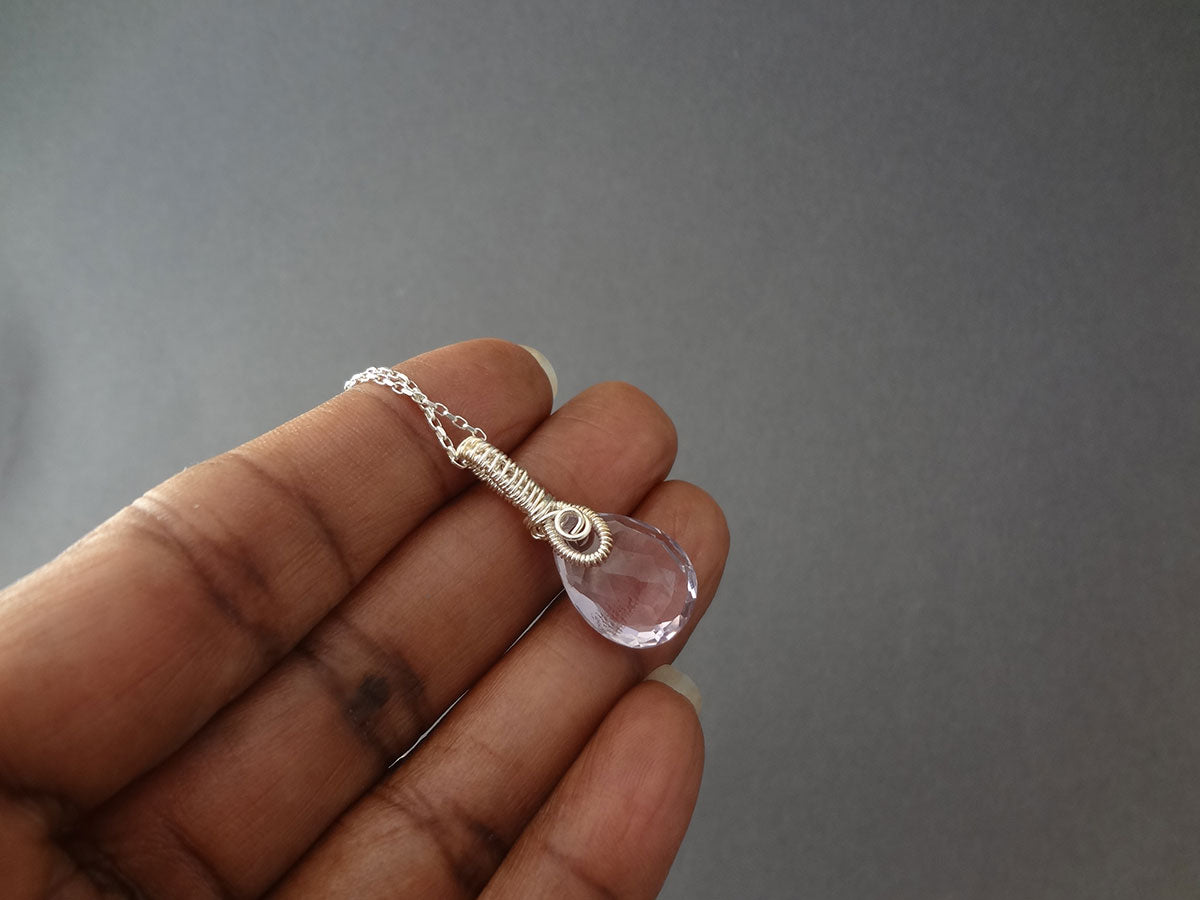 Serenity wire wrapped sterling silver necklace pendant