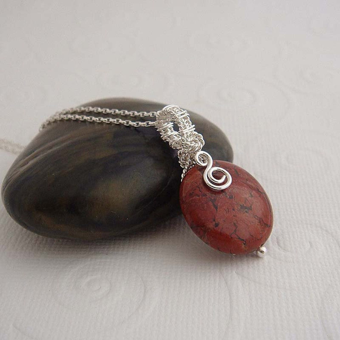 Sierra wire wrapped sterling silver necklace pendant